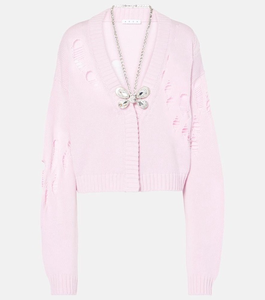 Embellished cotton and cashmere cardigan