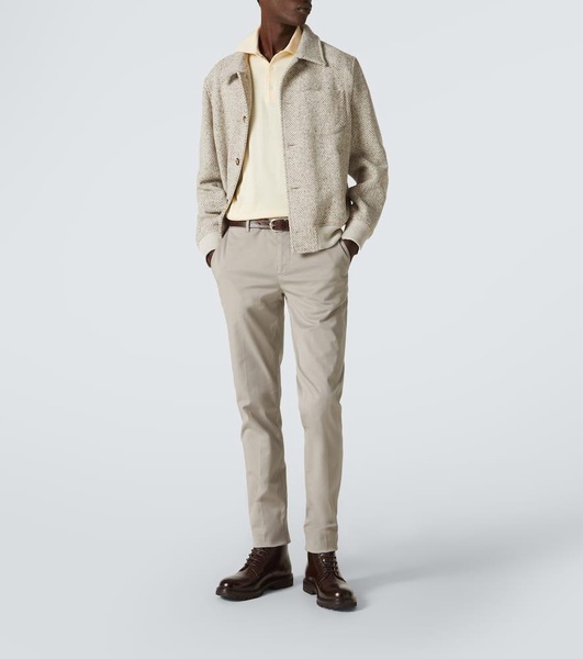 Cotton gabardine slim pants