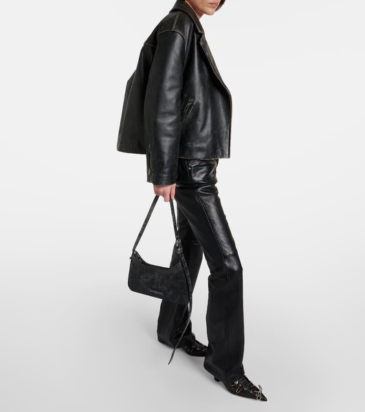 Leather lace-up mules