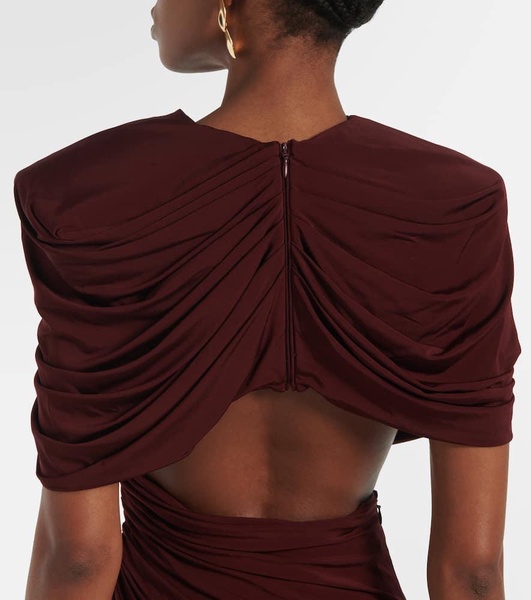 Draped open-back satin gown