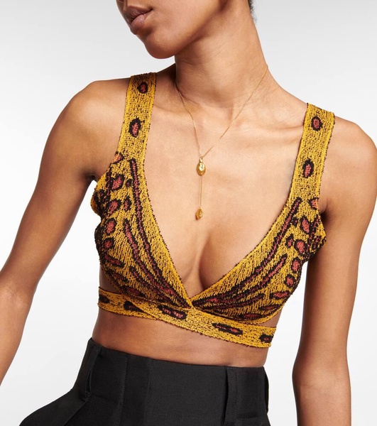 Davion jacquard knit crop top