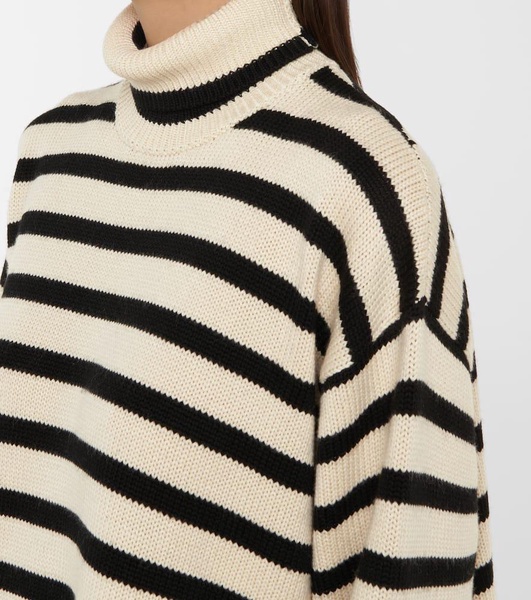 Striped turtleneck wool-blend sweater