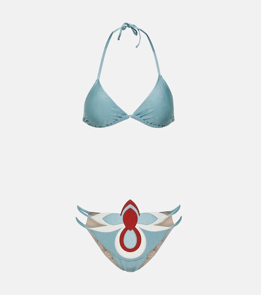 Floral-appliqué cutout bikini