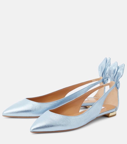 Bow-detail leather ballet flats