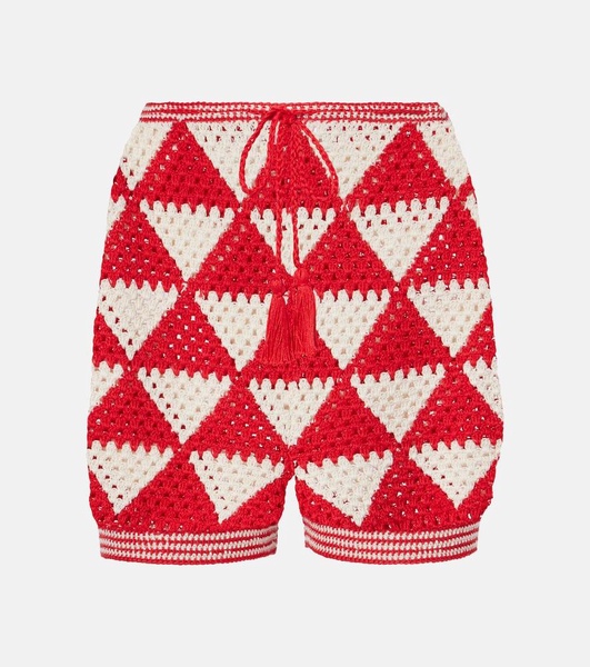 Malia crochet high-rise cotton shorts