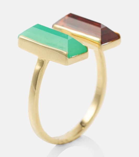 Bi Maxi 9kt gold ring with chrysoprase and citrine