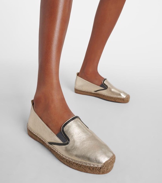 Monili metallic leather espadrilles