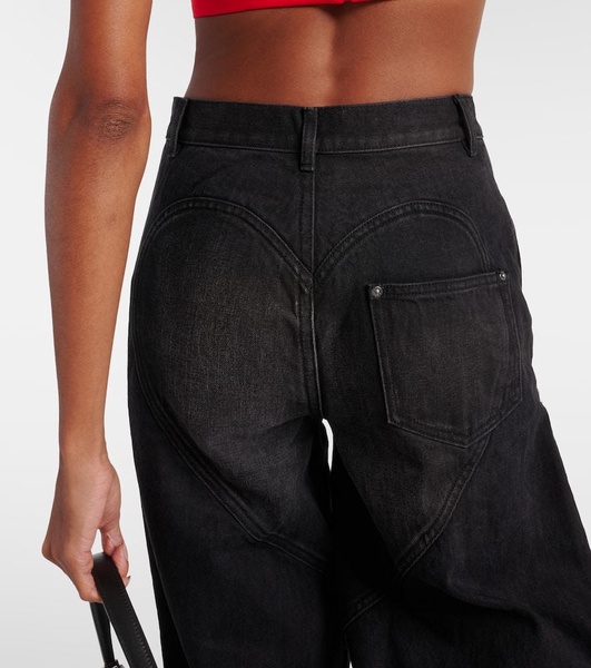 Crystal-embellished wide-leg jeans