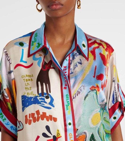 La Charrasca printed silk satin shirt