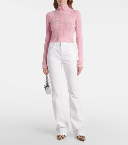 Chain-detail high-rise bootcut jeans