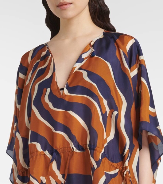 Archipel printed gathered silk kaftan