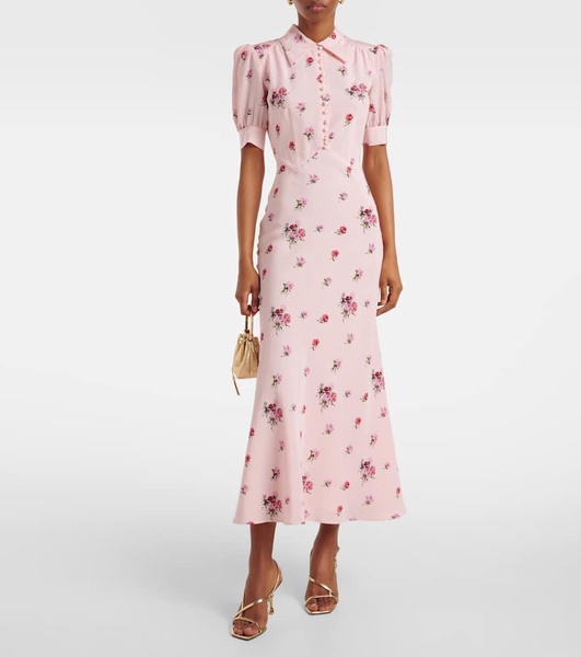 Embellished silk midi dress