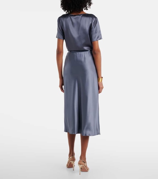 Carnet silk satin midi skirt