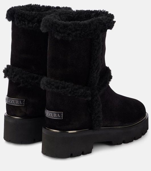 Teddi shearling-trimmed leather booties