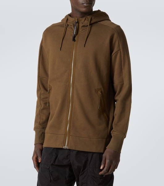 Goggle cotton fleece zipped hoodie