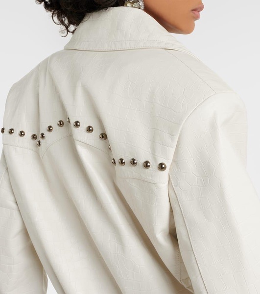 Croc-effect leather jacket