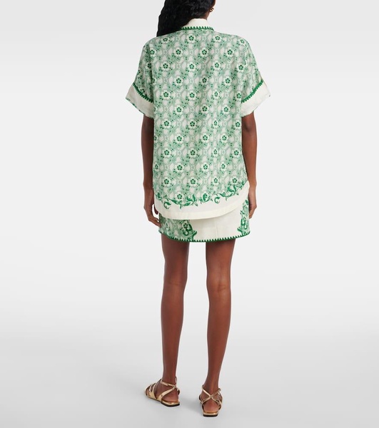 Olive printed cotton and silk shirt
