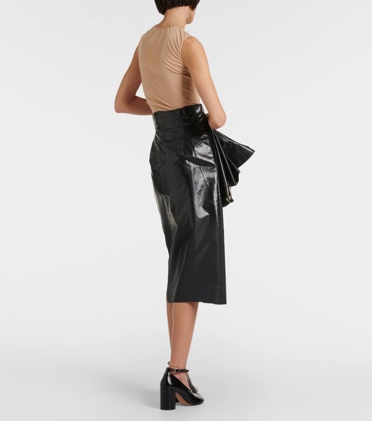 High-rise draped midi skirt