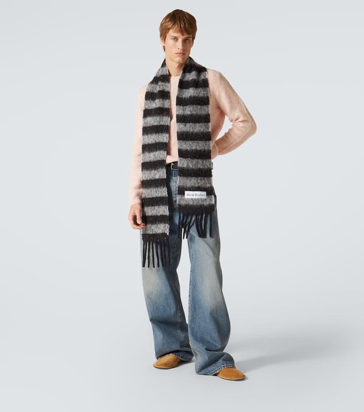 Striped alpaca-blend scarf