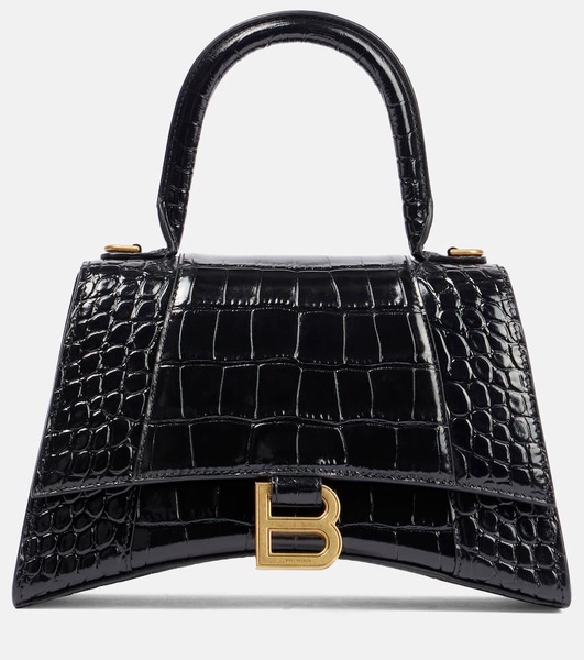 Hourglass XS croc-effect leather crossbody bag
