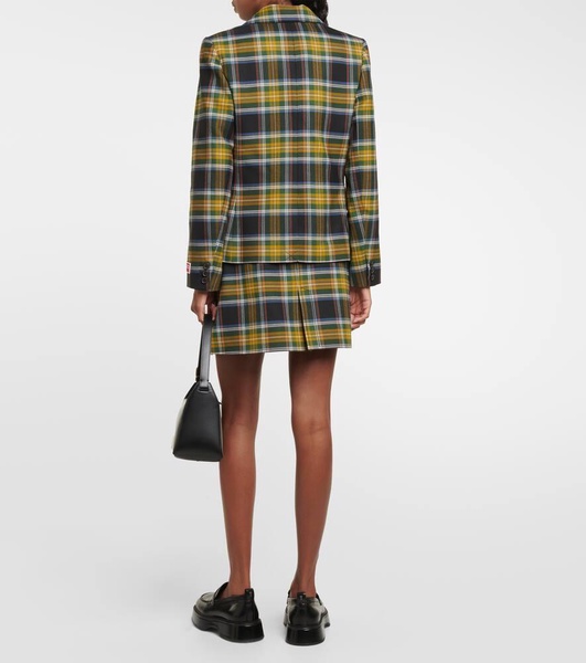 Checked wool-blend blazer