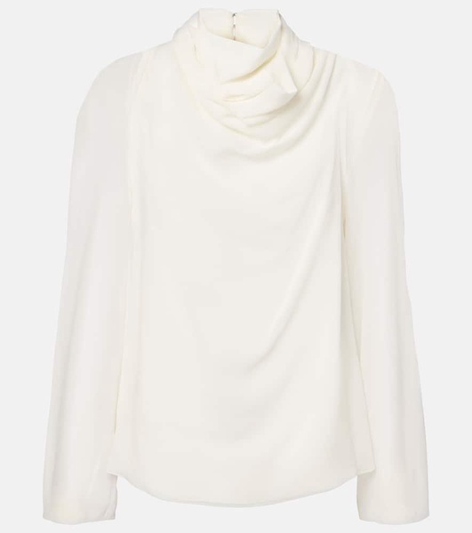 Cara draped high-neck silk top