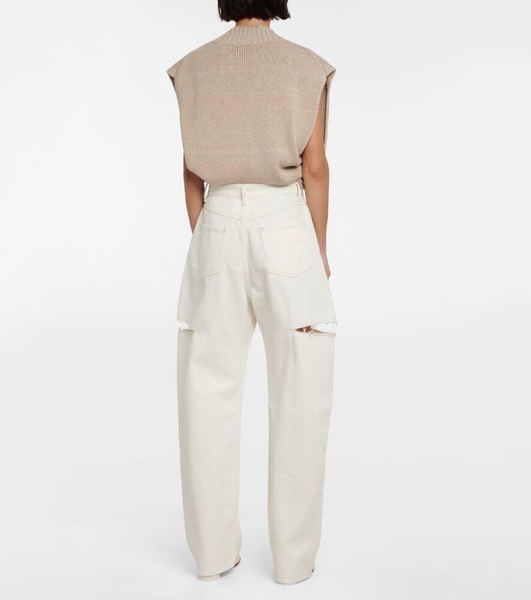 High-rise straight leg jeans