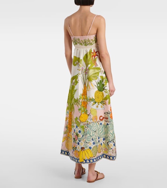 Hazel printed linen-blend maxi dress