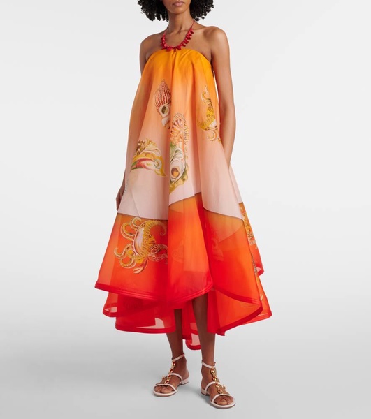 Neptuna printed asymmetric silk gown