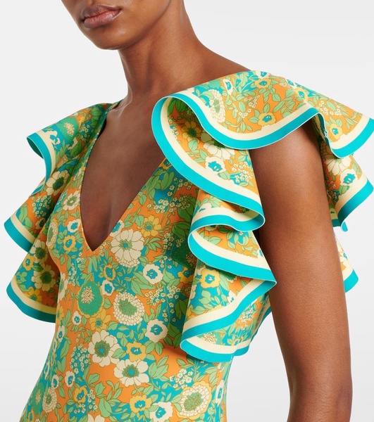 Cristina ruffled printed swimsuit
