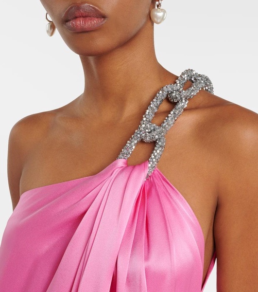 Falabella chain-detail satin gown