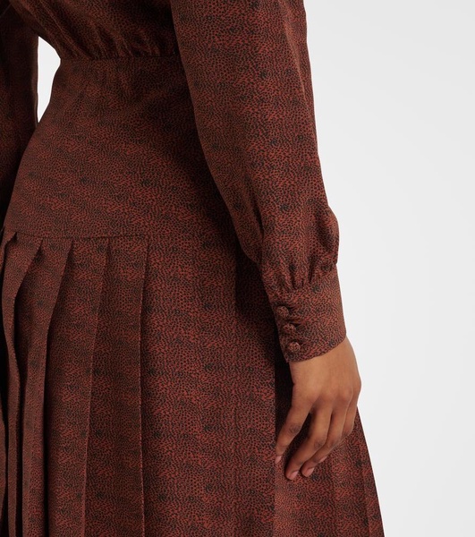 Leopard-print silk midi dress