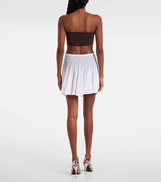 Pleated semi-sheer miniskirt