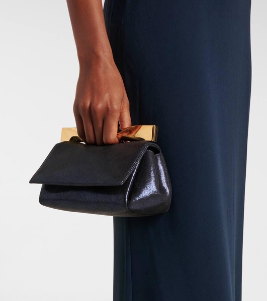 Twist Mini leather-trimmed clutch