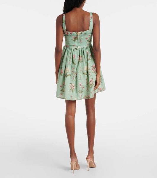 Hierbabuena floral linen minidress
