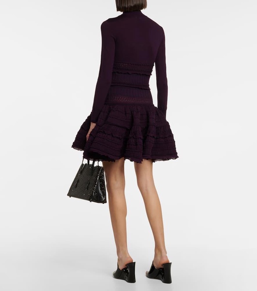 Ruffle virgin wool minidress
