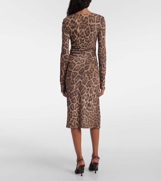 Leopard-print midi dress