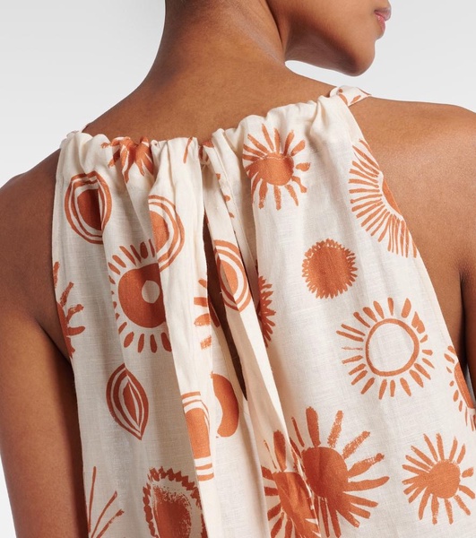 Ibiza printed linen and cotton maxi dress