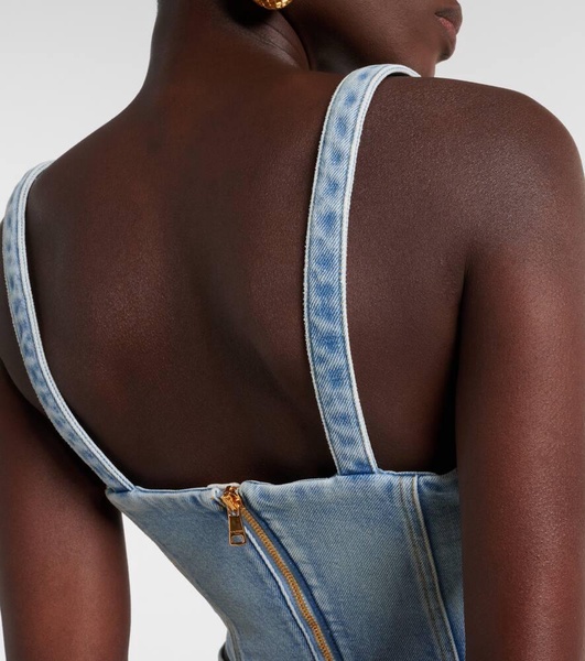 Cropped denim bustier