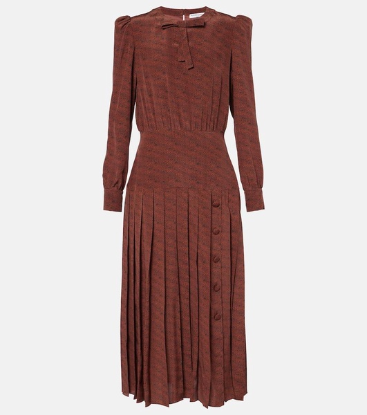 Leopard-print silk midi dress