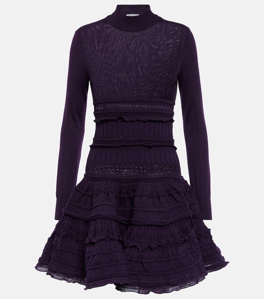 Ruffle virgin wool minidress