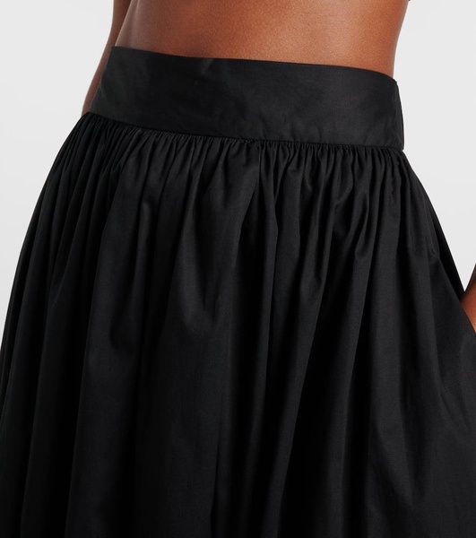 Gathered cotton maxi skirt