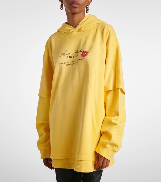 Printed cotton jersey hoodie