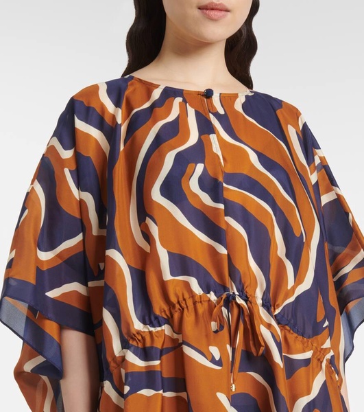 Archipel printed gathered silk kaftan