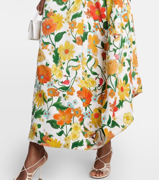 Caped one-shoulder cady gown