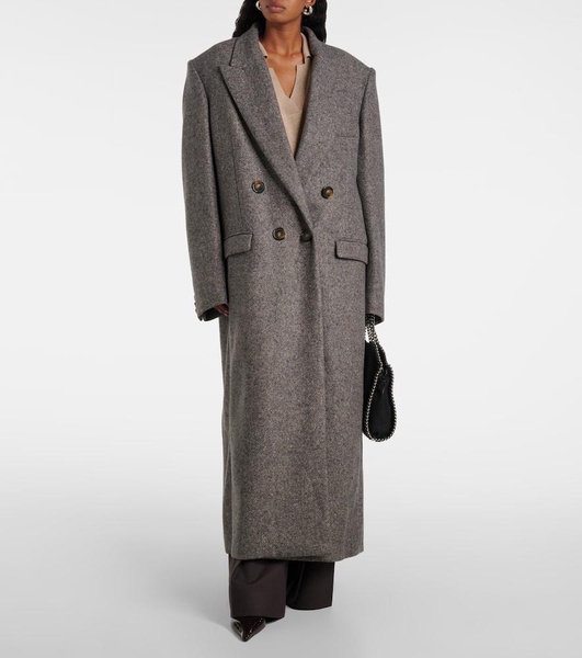 Double-breasted wool and silk-blend coat