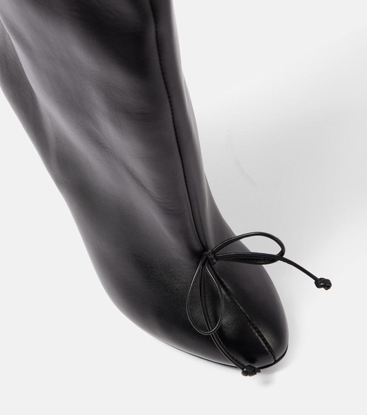 Bow-detail leather over-the-knee boots