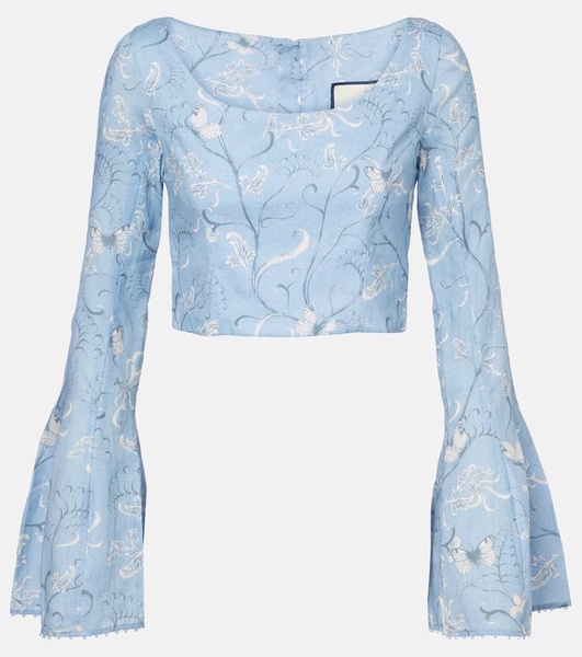 Limoncillo Lymanopoda floral linen crop top