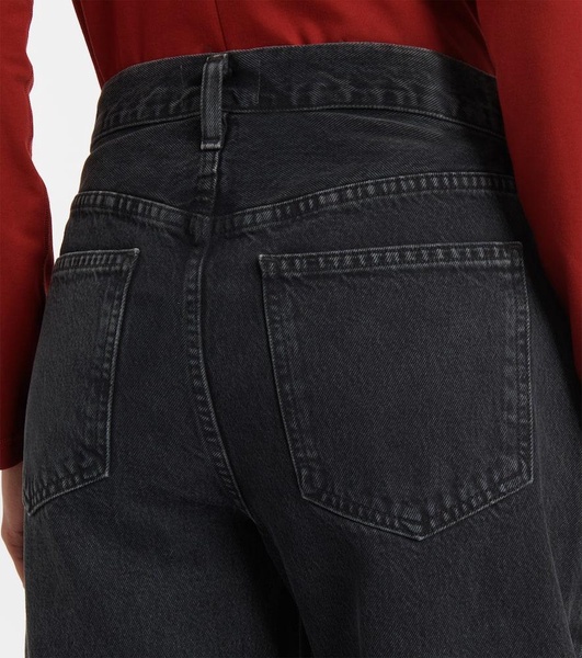 Balloon mid-rise barrel-leg jeans
