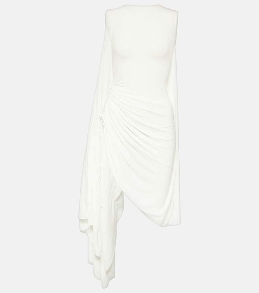 Asymmetric draped jersey minidress